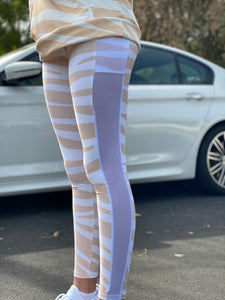 South Central Girl Nude Zebra Mesh Yoga Leggings with Pocket