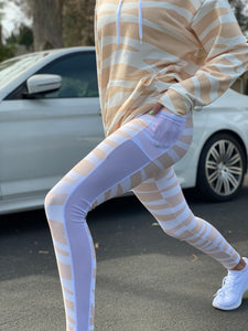 South Central Girl Nude Zebra Mesh Yoga Leggings with Pocket