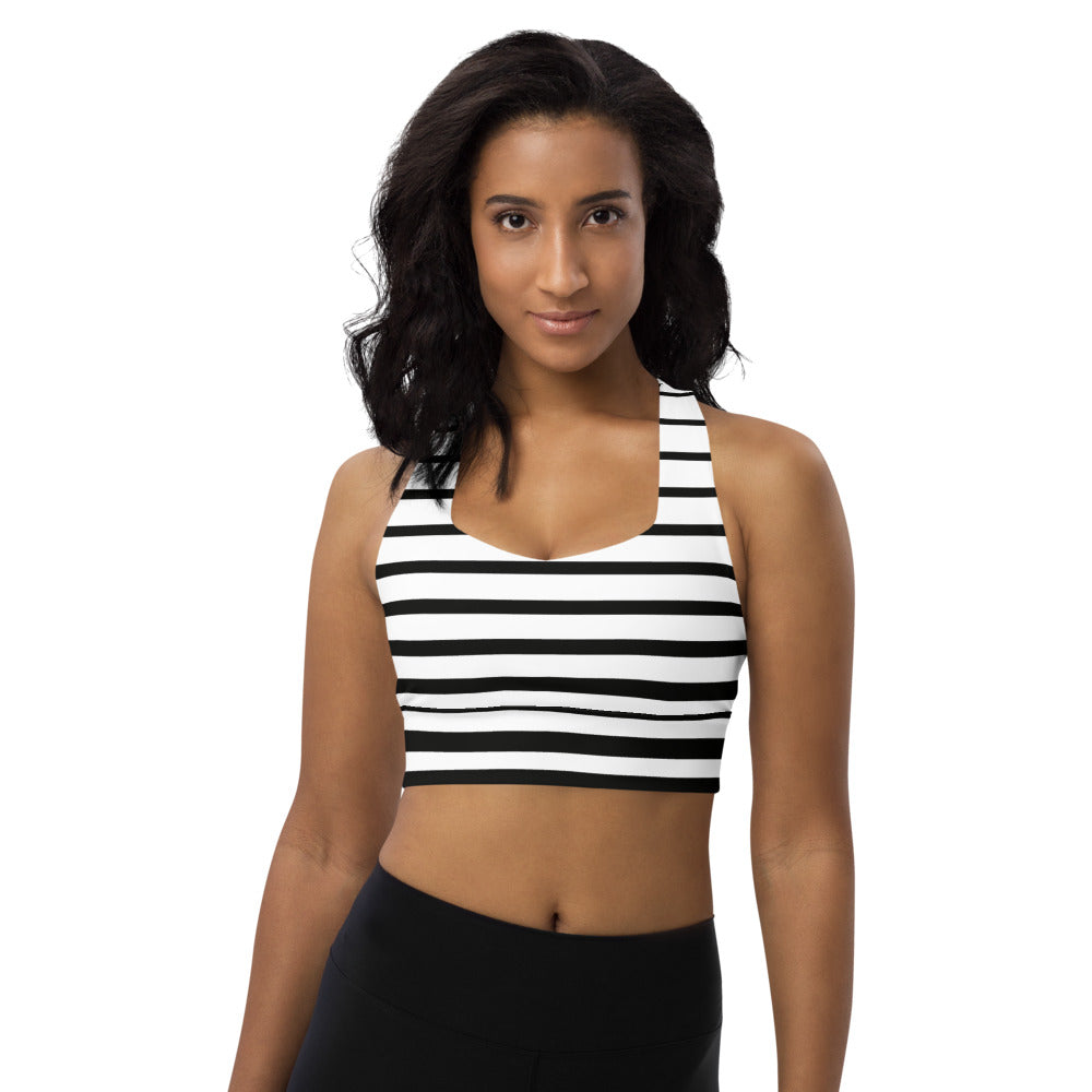 South Central Girl Black and White Breton sports bra