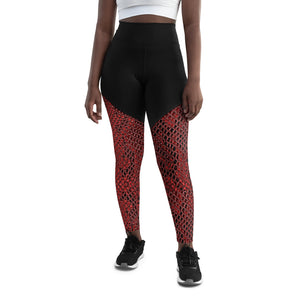 South Central Girl Red Snakeskin Print Sports Leggings