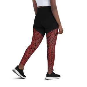 South Central Girl Red Snakeskin Print Sports Leggings